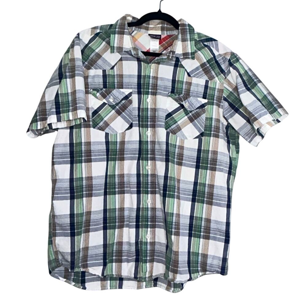 Patagonia Men's Large Plaid Short Sleeve Button Up Shirt 100% Organic Cotton L